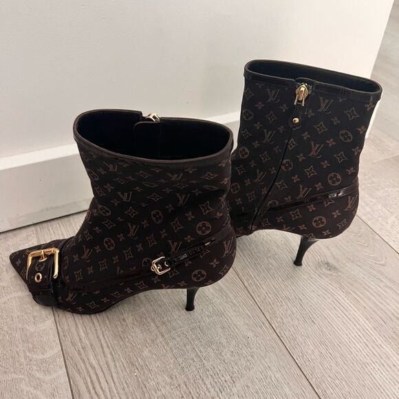 Louis Vuitton Mimosa Mini Lin Monogram Ankle Boots 7.5 - Picture 3 of 15